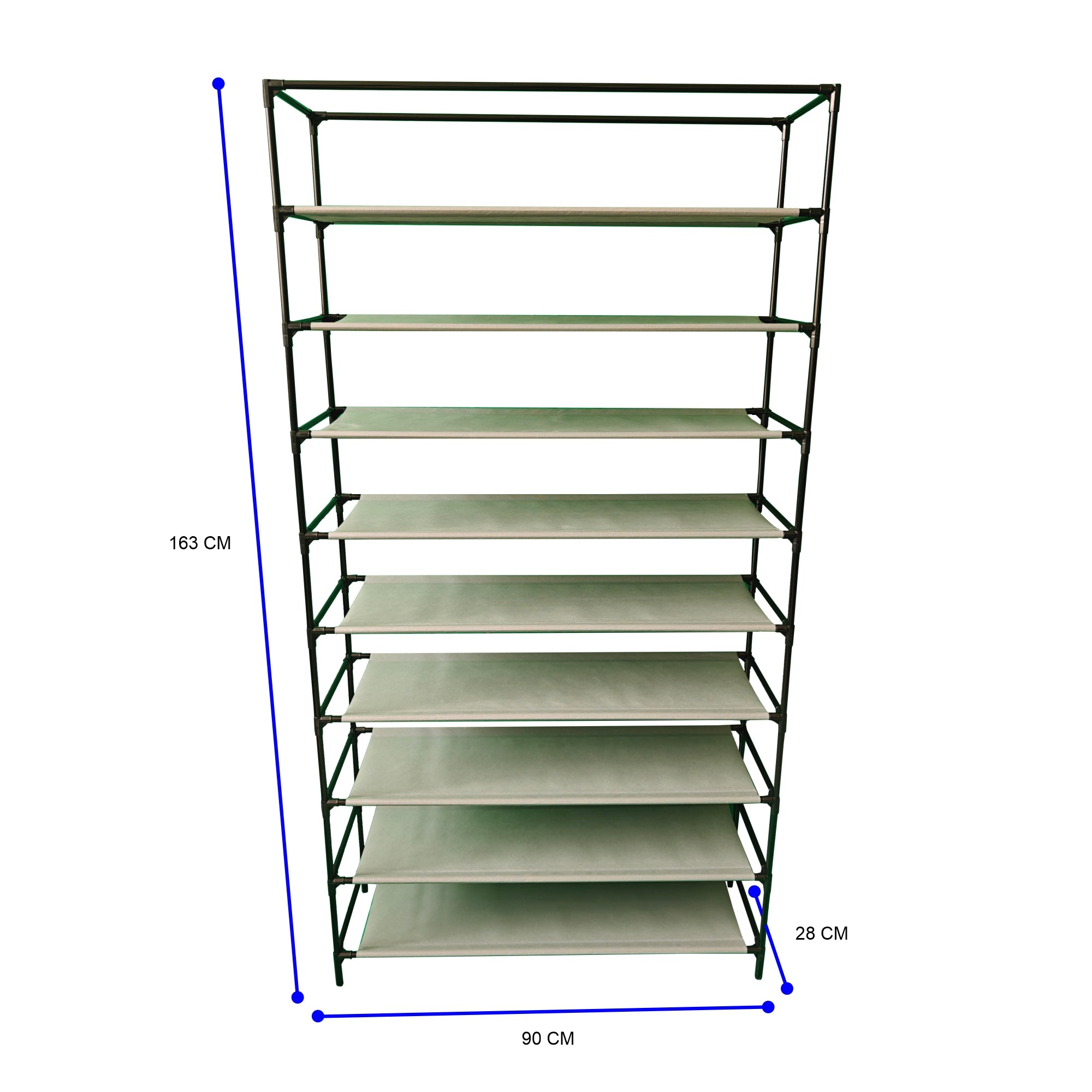 Lendo Online Schoenenkast opvouwbaar 9 vak 90x28x163cm grijs