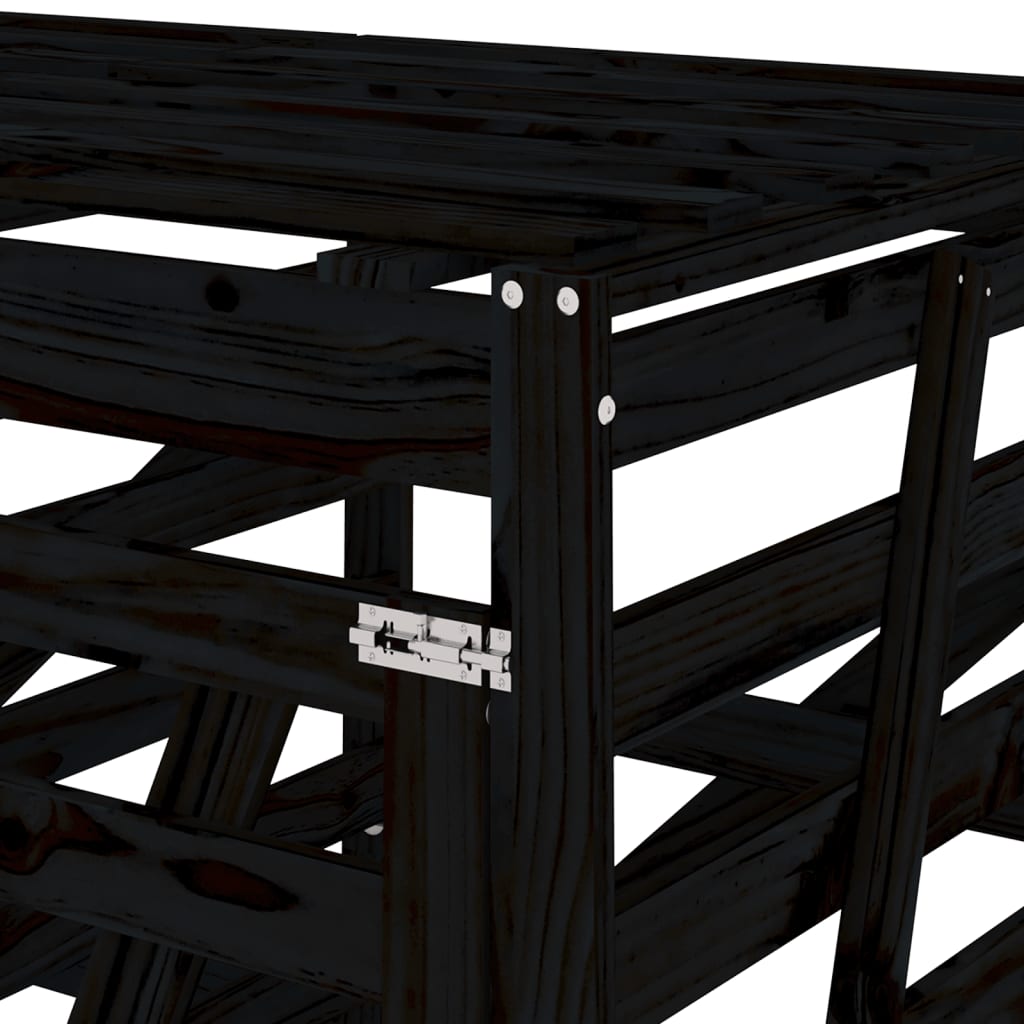 Containerberging viervoudig massief grenenhout zwart