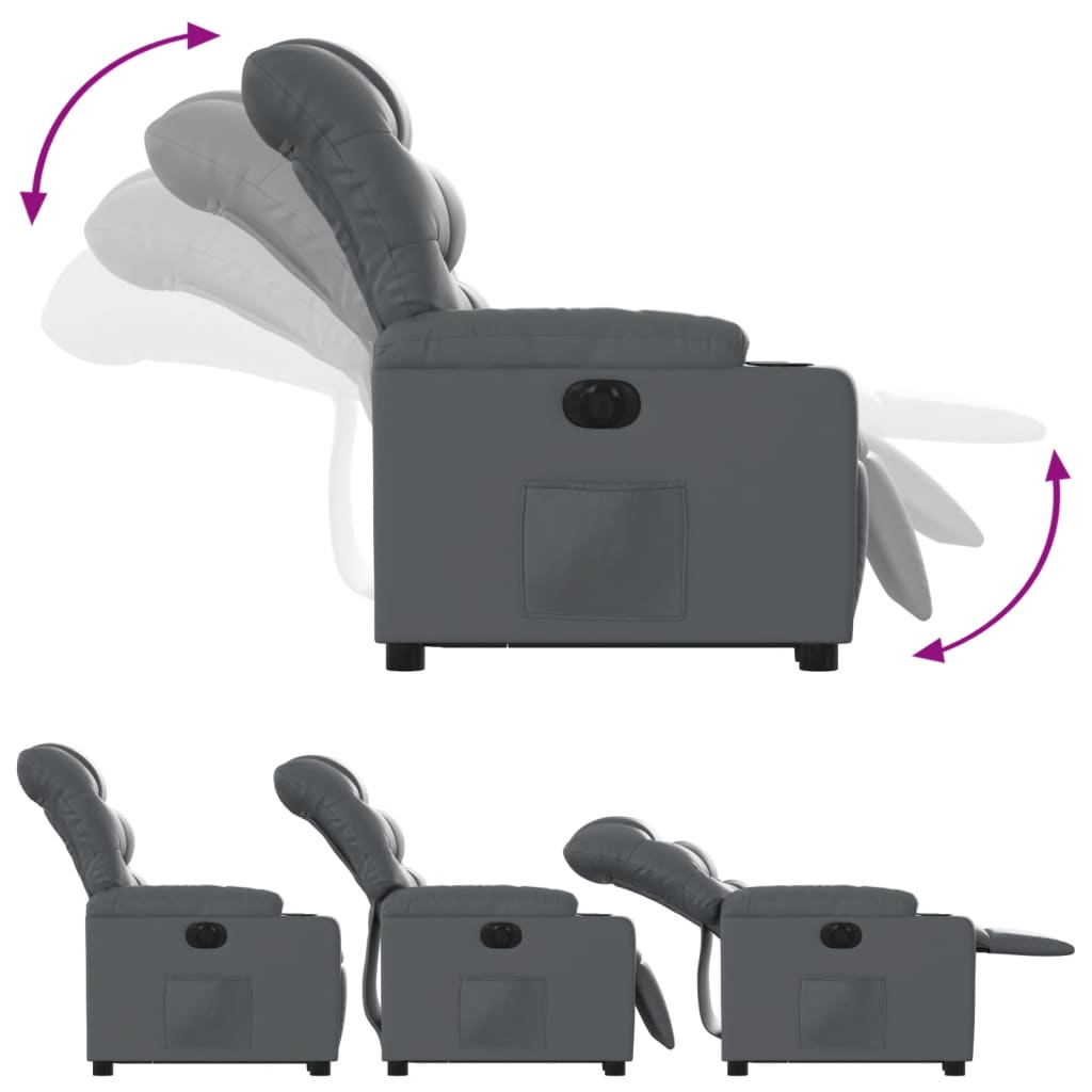 Sta-op-stoel elektrisch kunstleer grijs