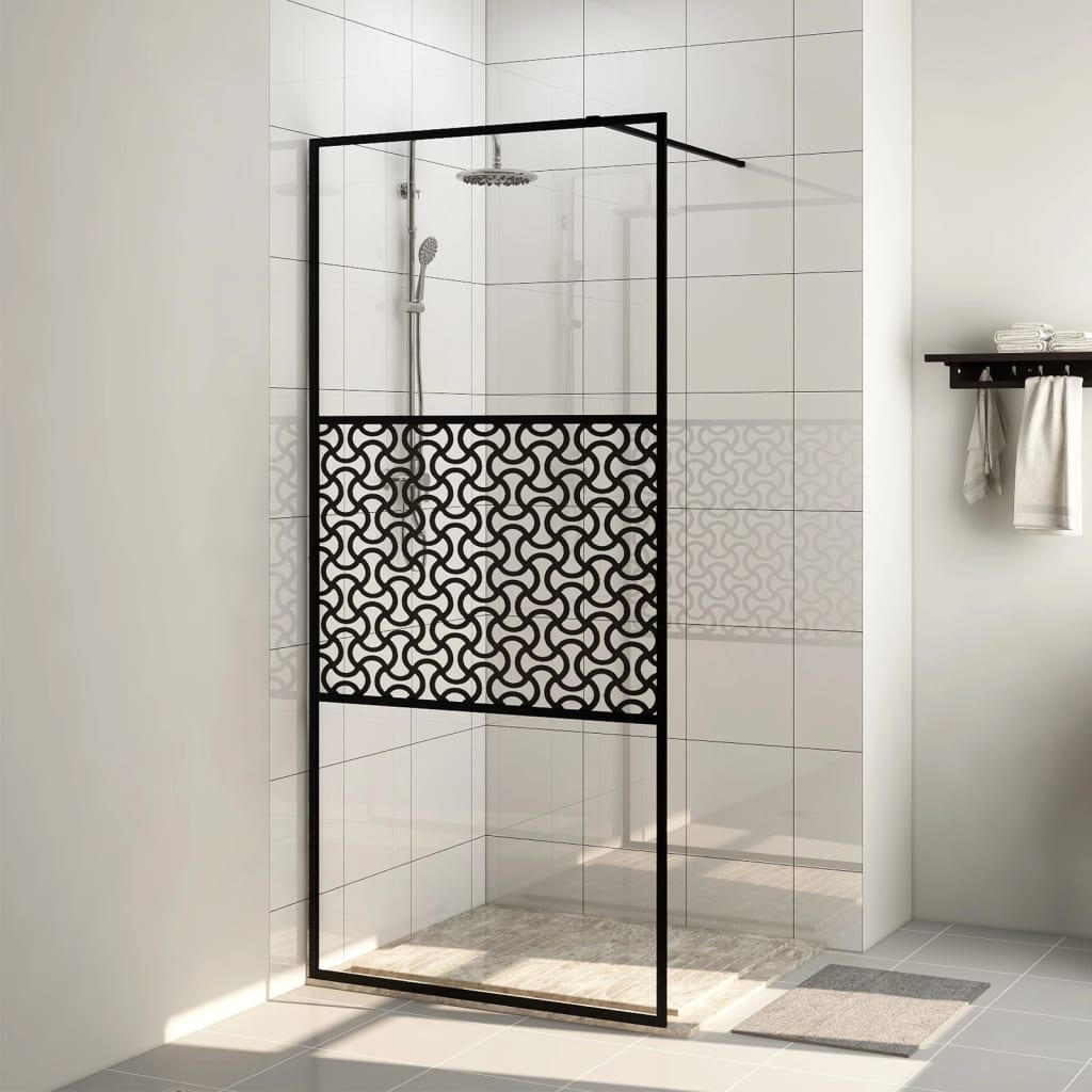 Paroi de douche à l'italienne 80x195 cm verre ESG transparent et noir