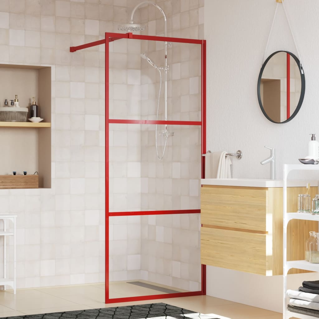 Paroi de douche à l'italienne transparente 80x195 cm verre ESG rouge