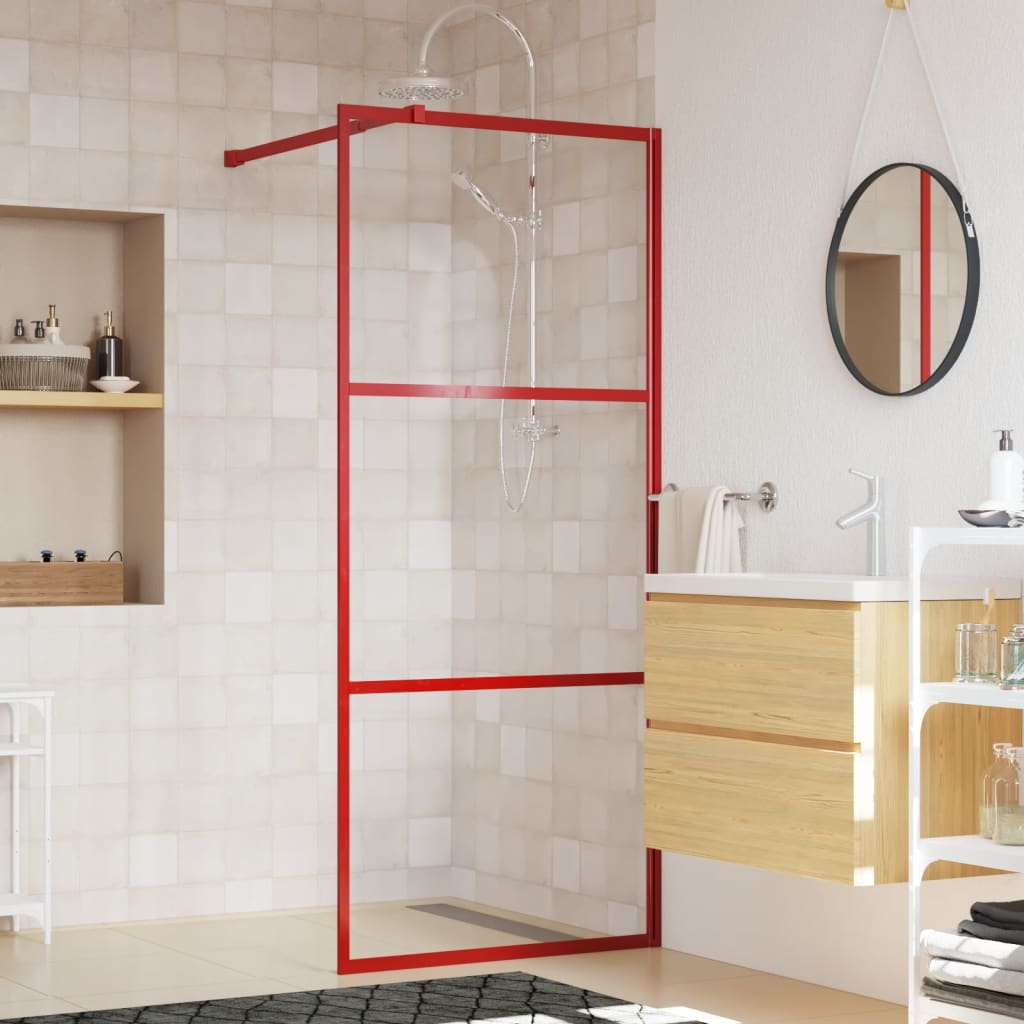 Paroi de douche à l'italienne transparente 90x195 cm verre ESG rouge
