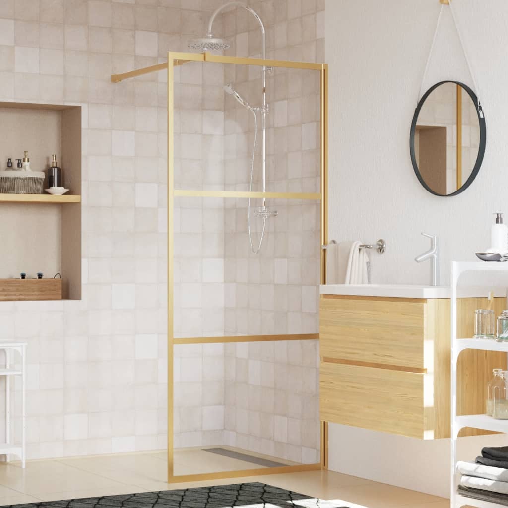 Paroi de douche à l'italienne transparente 90x195 cm verre ESG doré