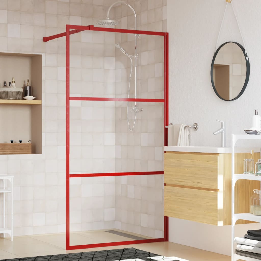 Paroi de douche à l'italienne transparente 100x195 cm verre ESG rouge