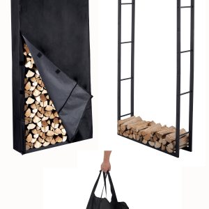 Lendo Online Brandhoutrek met Hoes 100x25x196 cm Zwart
