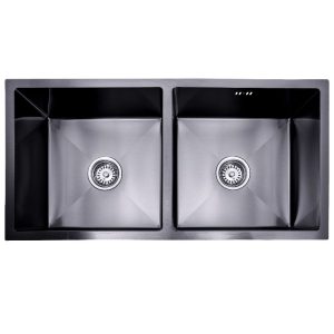 Lendo Online Dubbele Spoelbak 87x44x20 cm RVS Zwart