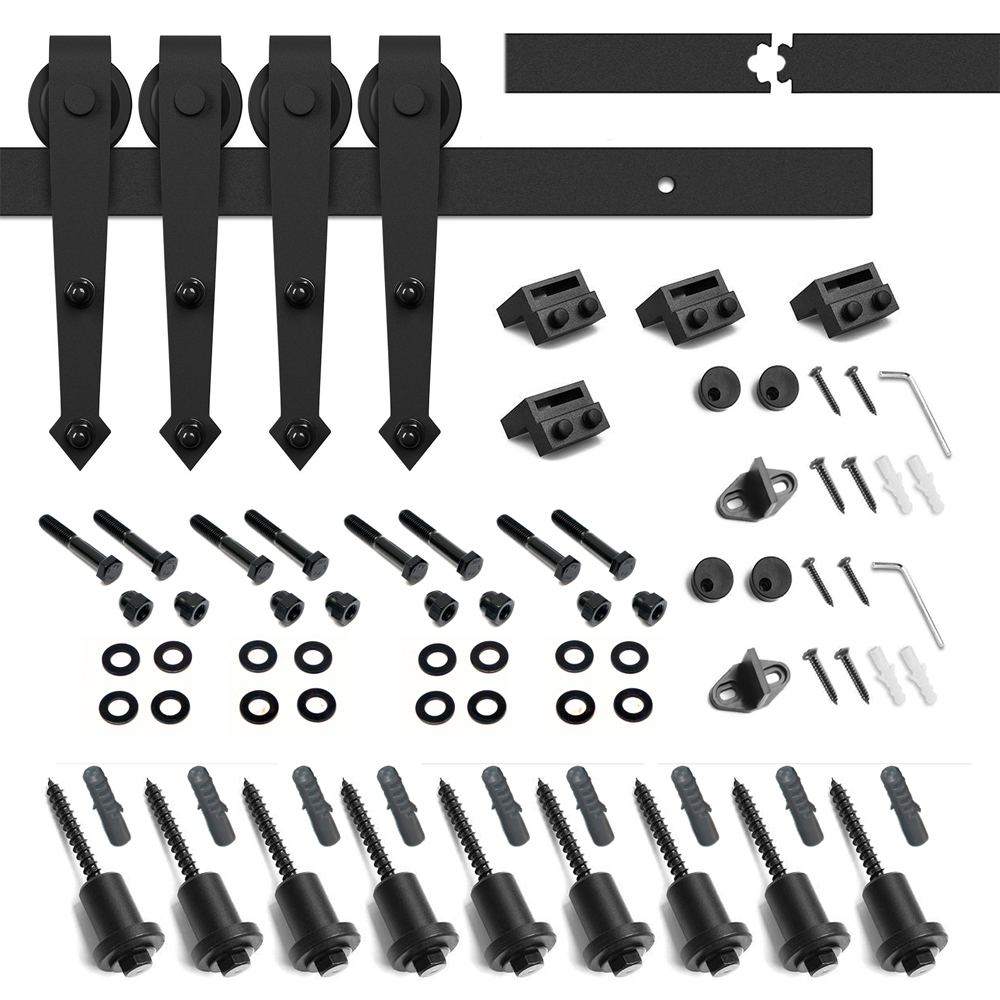 Lendo Online Sliding Door Hardware Set 400cm Black Steel