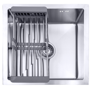 Spoelbak met droogrek 44x44x20cm van Roestvrij staal bovenkant