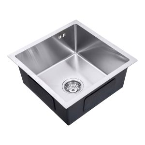 Spoelbak 44x44x20cm van Roestvrij staal voorkant zijkant