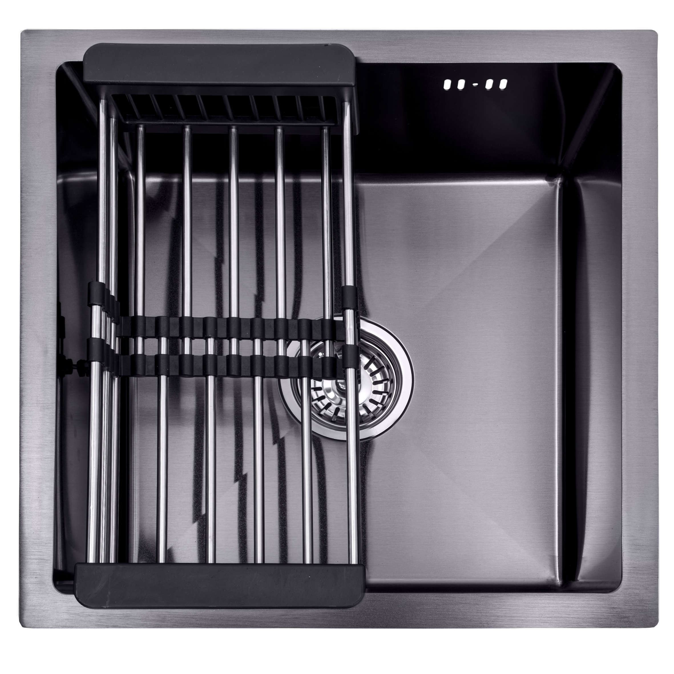 Lendo Online Spoelbak 44×44 cm Zwart RVS – Met Droogrek