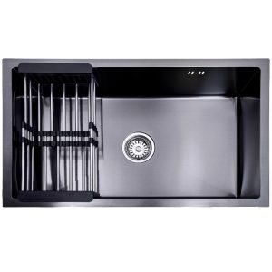 Lendo Online Spoelbak 74x44 cm Zwart RVS – Met Droogrek