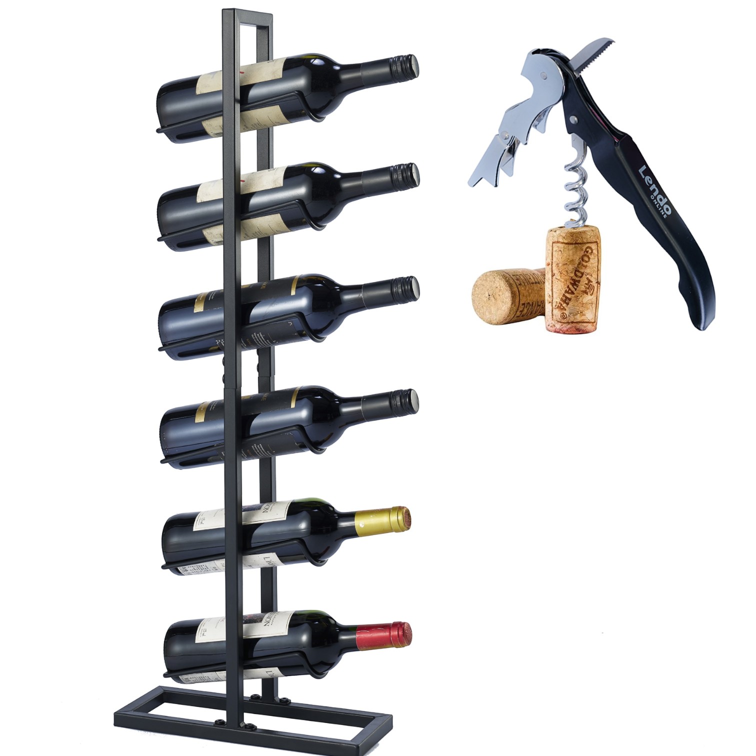 Lendo Online Wijnrek 6 Flessen Staand Zwart Staal