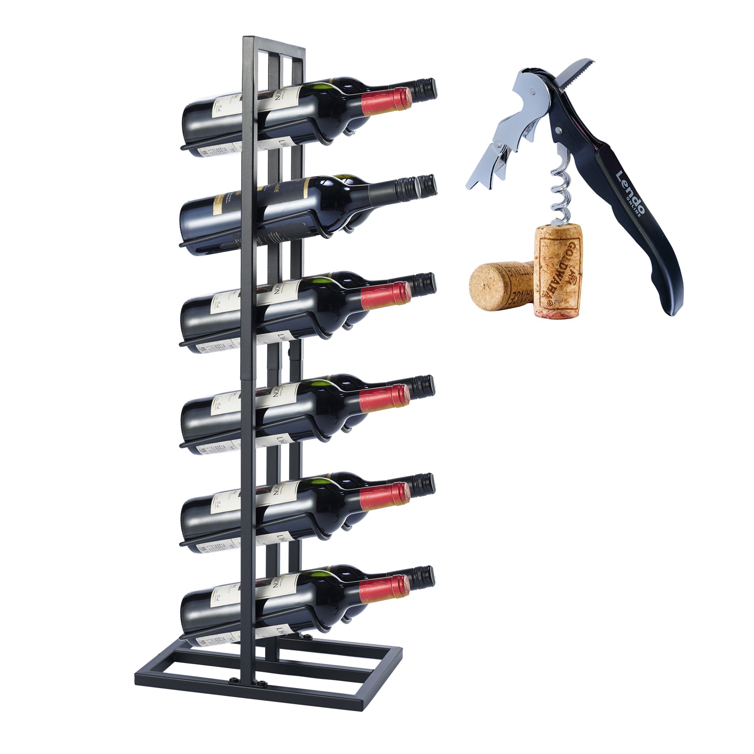 Lendo Online Wijnrek 12 Flessen Staand Zwart Staal