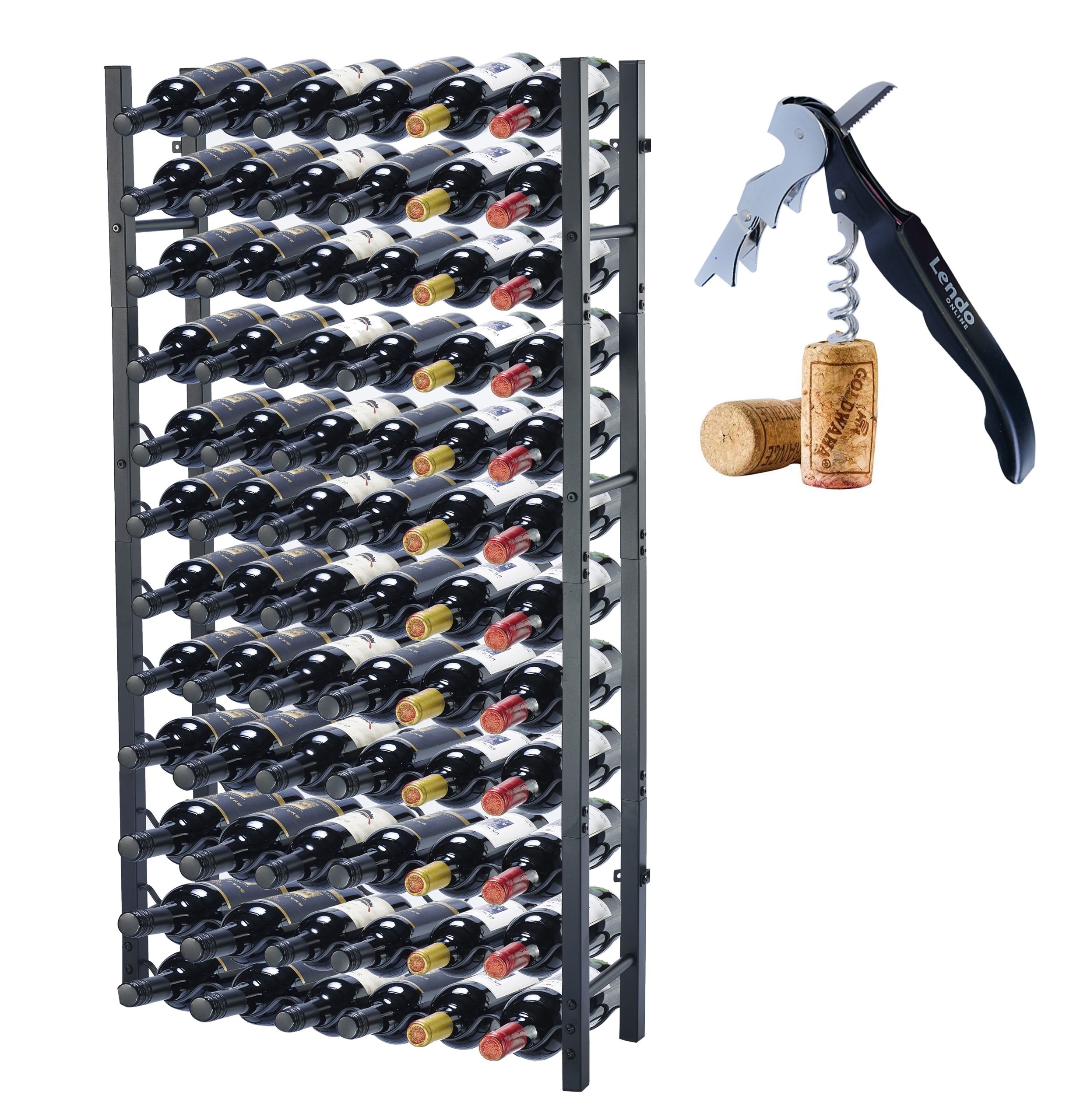 Lendo Online Wijnrek 72 Flessen Staand Zwart Staal