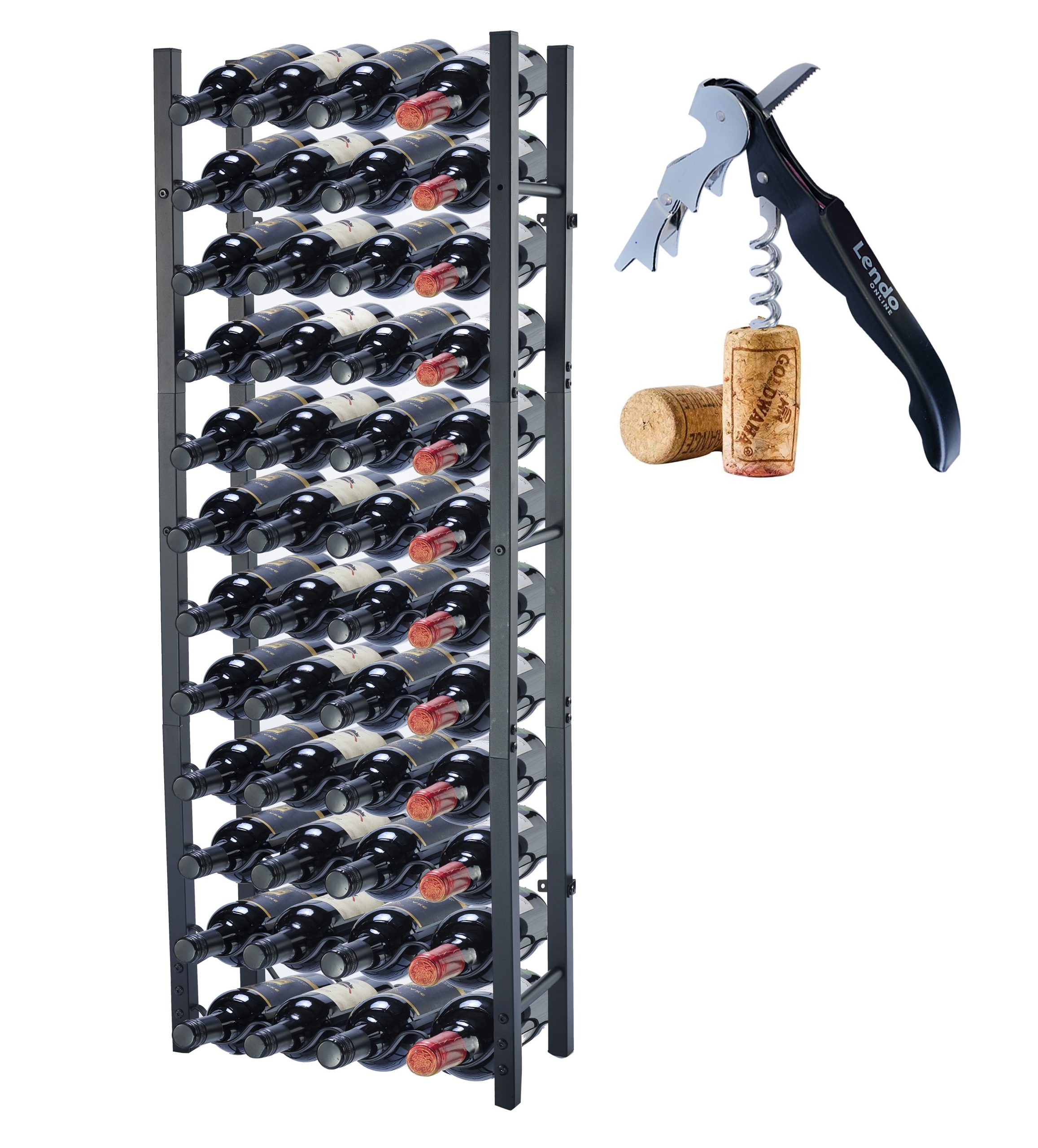Lendo Online Wijnrek 48 Flessen Staand Zwart Staal