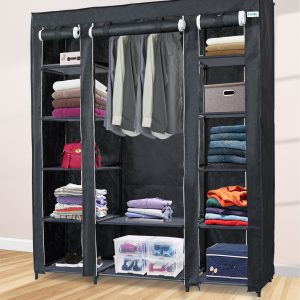 Lendo Online Opvouwbare Kledingkast 145x44x170 cm Zwart