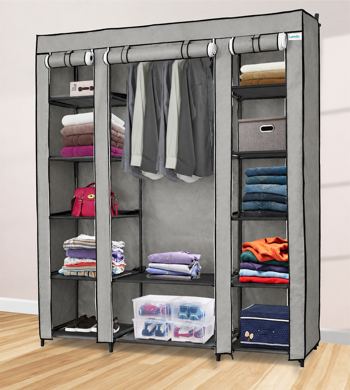 Lendo Online Armoire Pliable 145x44x170 cm Acier Gris