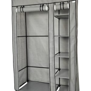 Lendo Online Kledingkast Opvouwbaar 108x44x166 cm Grijs Staal