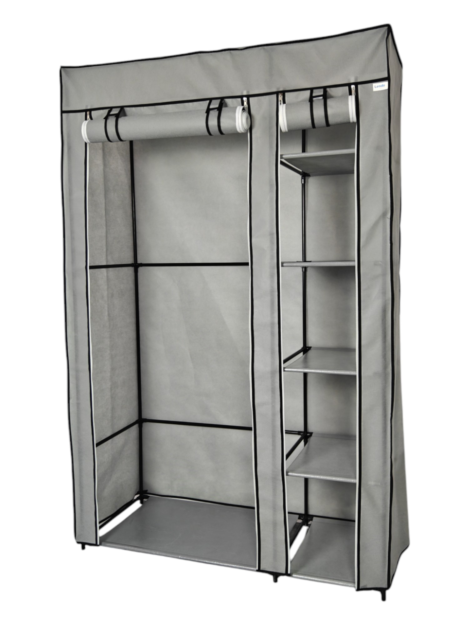 Lendo Online Wardrobe Foldable 108x44x166 cm Gray Steel