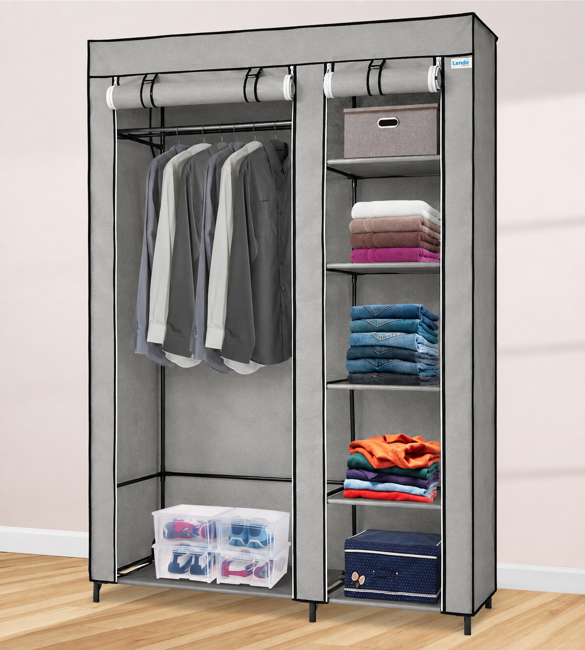 Lendo Online Armoire Pliable 108x44x166 cm Acier Gris