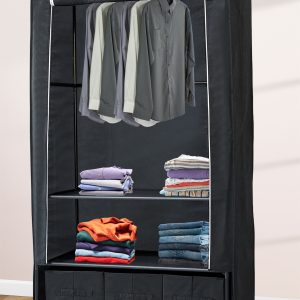 Lendo Online Opvouwbare Kledingkast 90x47x163 cm Zwart Staal