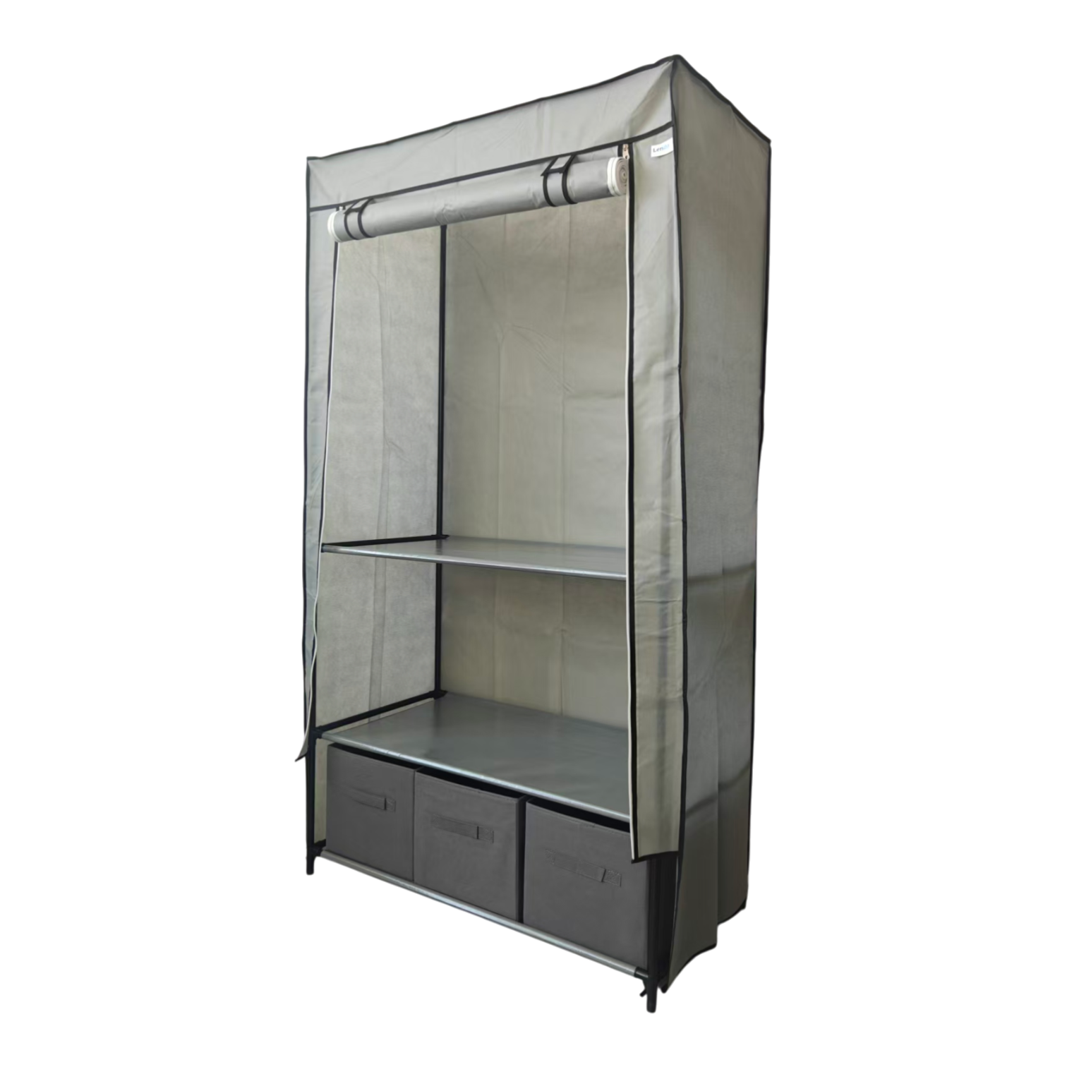 Lendo Online Opvouwbare Kledingkast 90x47x163 cm Grijs Staal