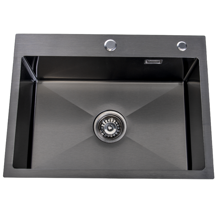 Lendo Online Sink with Taphole 59x44x20 cm Black Stainless Steel