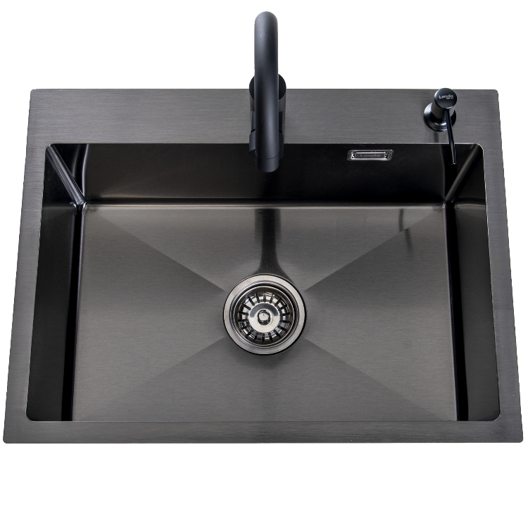 Lendo Online Spoelbak 59x44 cm Zwart met Kraan & Dispenser
