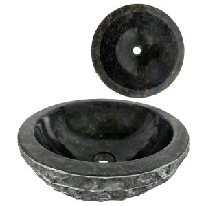 Lendo Online Waskom 40x40x15 cm Zwart Marmer Rond