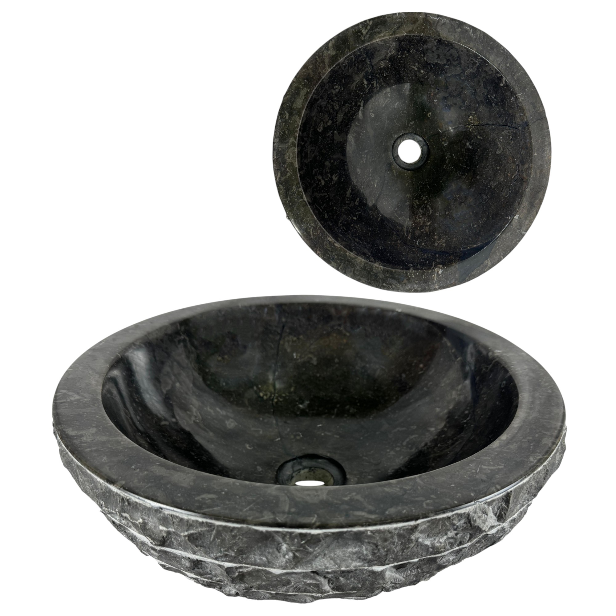 Lendo Online Waskom 40x40x15 cm Zwart Marmer Rond