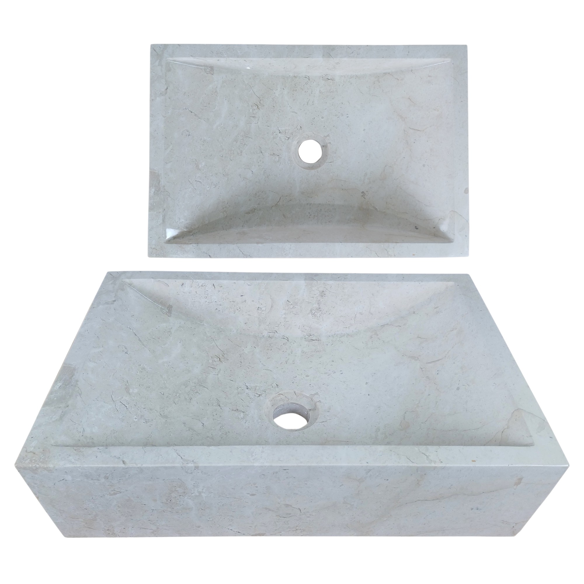 Lendo Online Bac à laver 45x30x12 cm Crème Marbre Rectangle