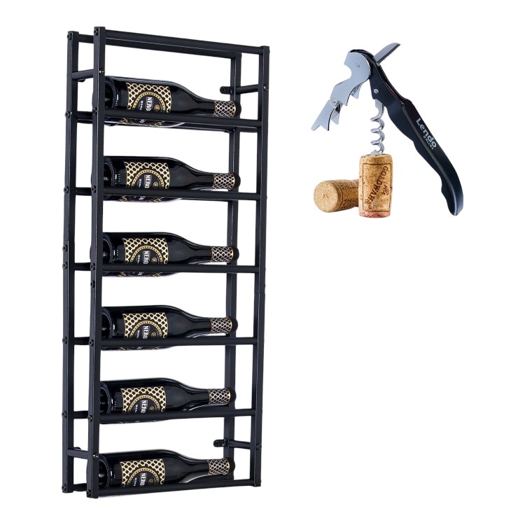 Lendo Online Wijnrek Wand 6 Flessen Zwart Staal
