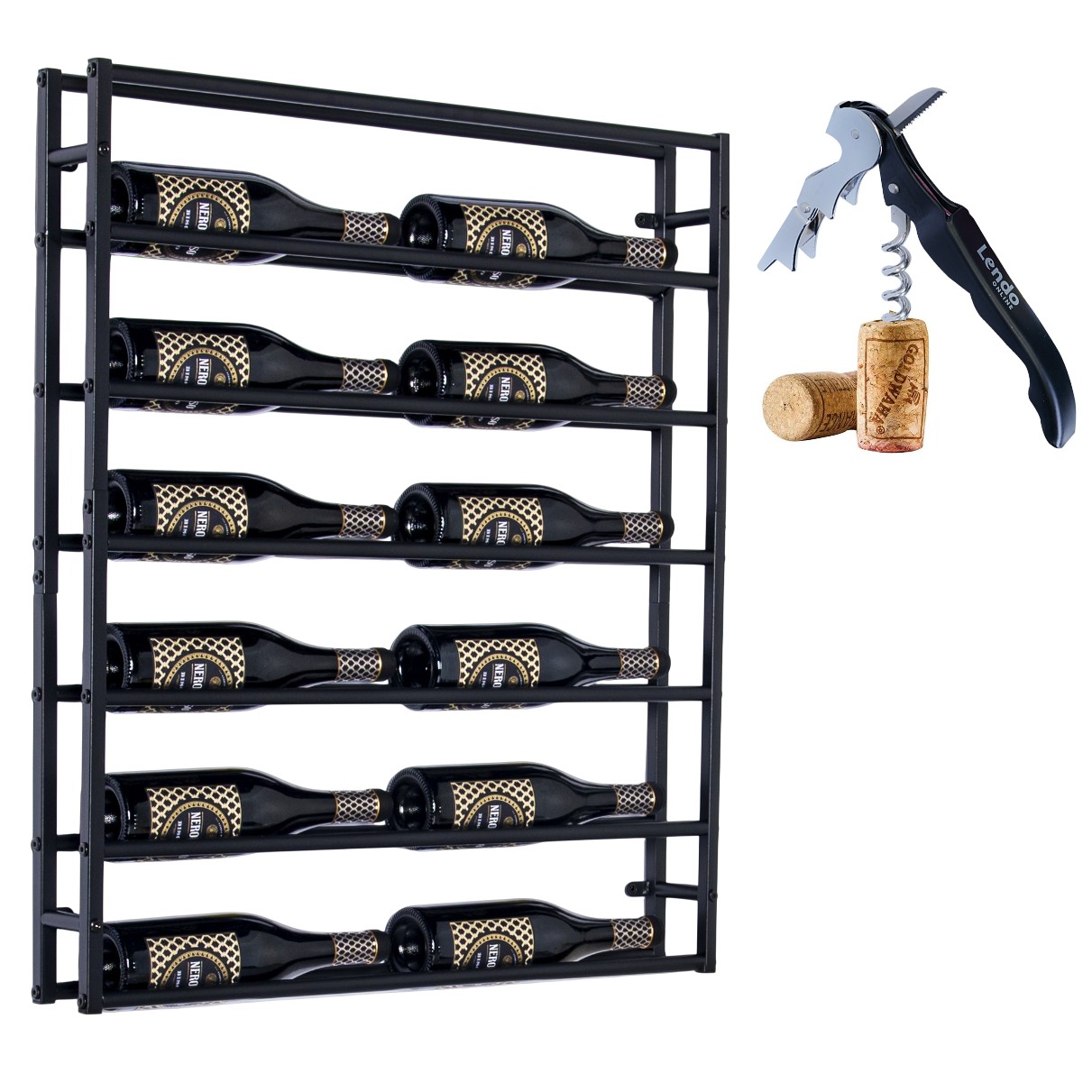 Lendo Online Wijnrek Wandmodel 12 Flessen Zwart Staal