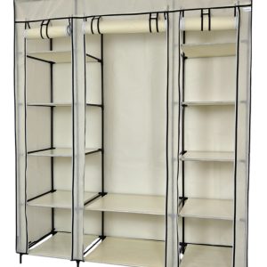 Lendo Online Kledingkast Opvouwbaar 145×44×170 cm Crème Staal