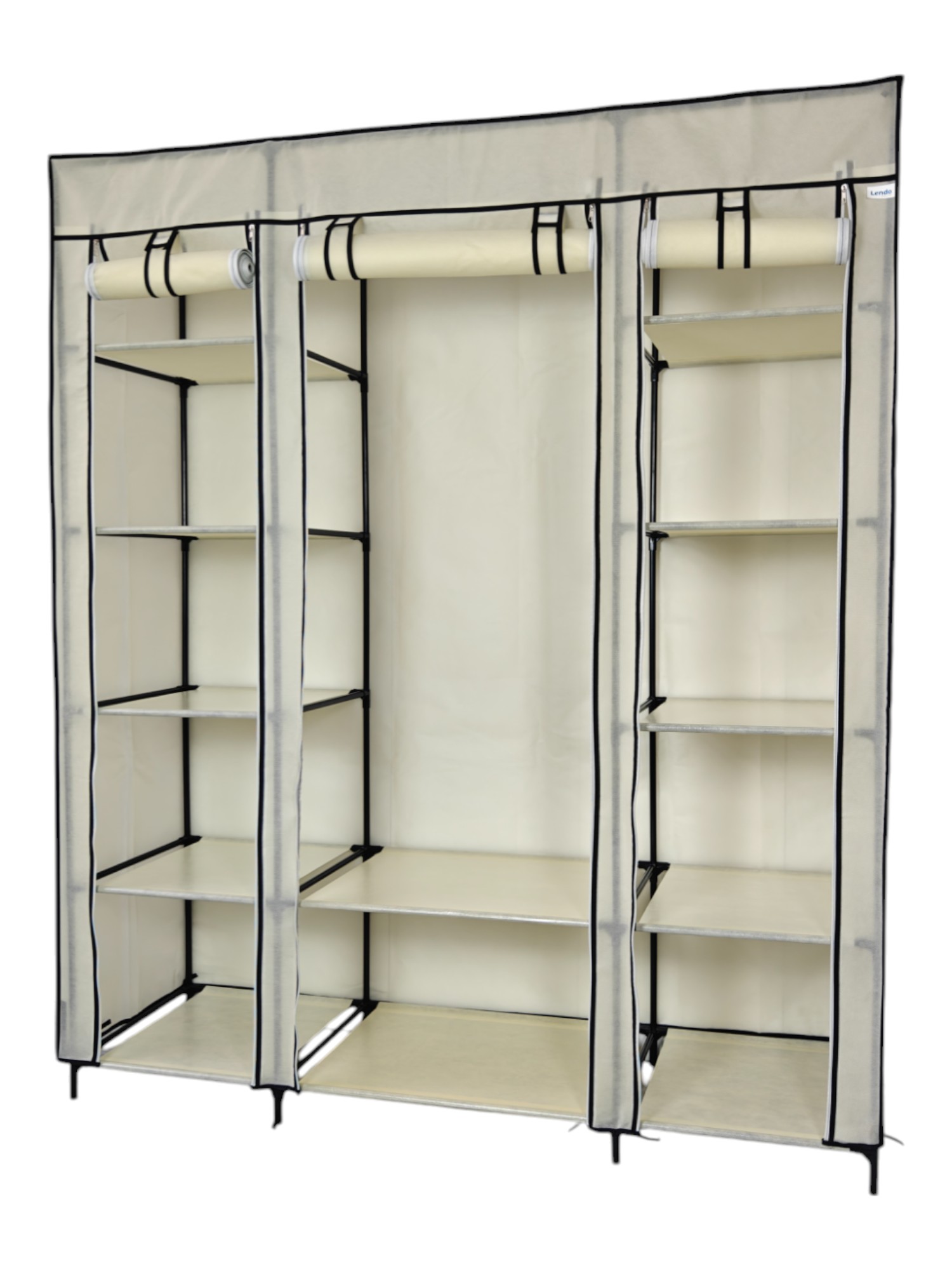Lendo Online Kledingkast Opvouwbaar 145×44×170 cm Crème Staal