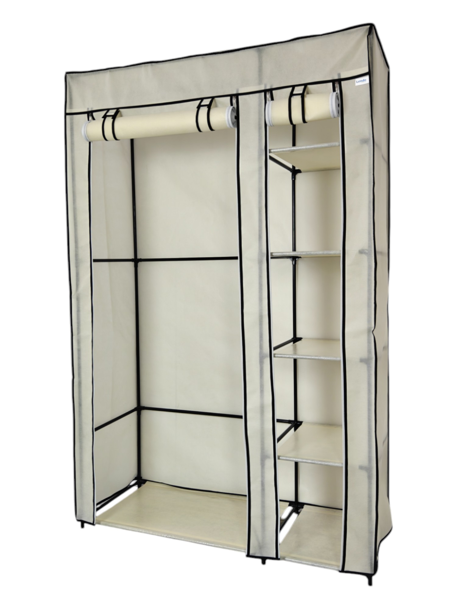 Lendo Online Opvouwbare Kledingkast 108x44x166 cm Crème Staal