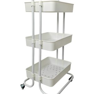 Lendo Online Keukentrolley 3 Lagen Wit met Wieltjes