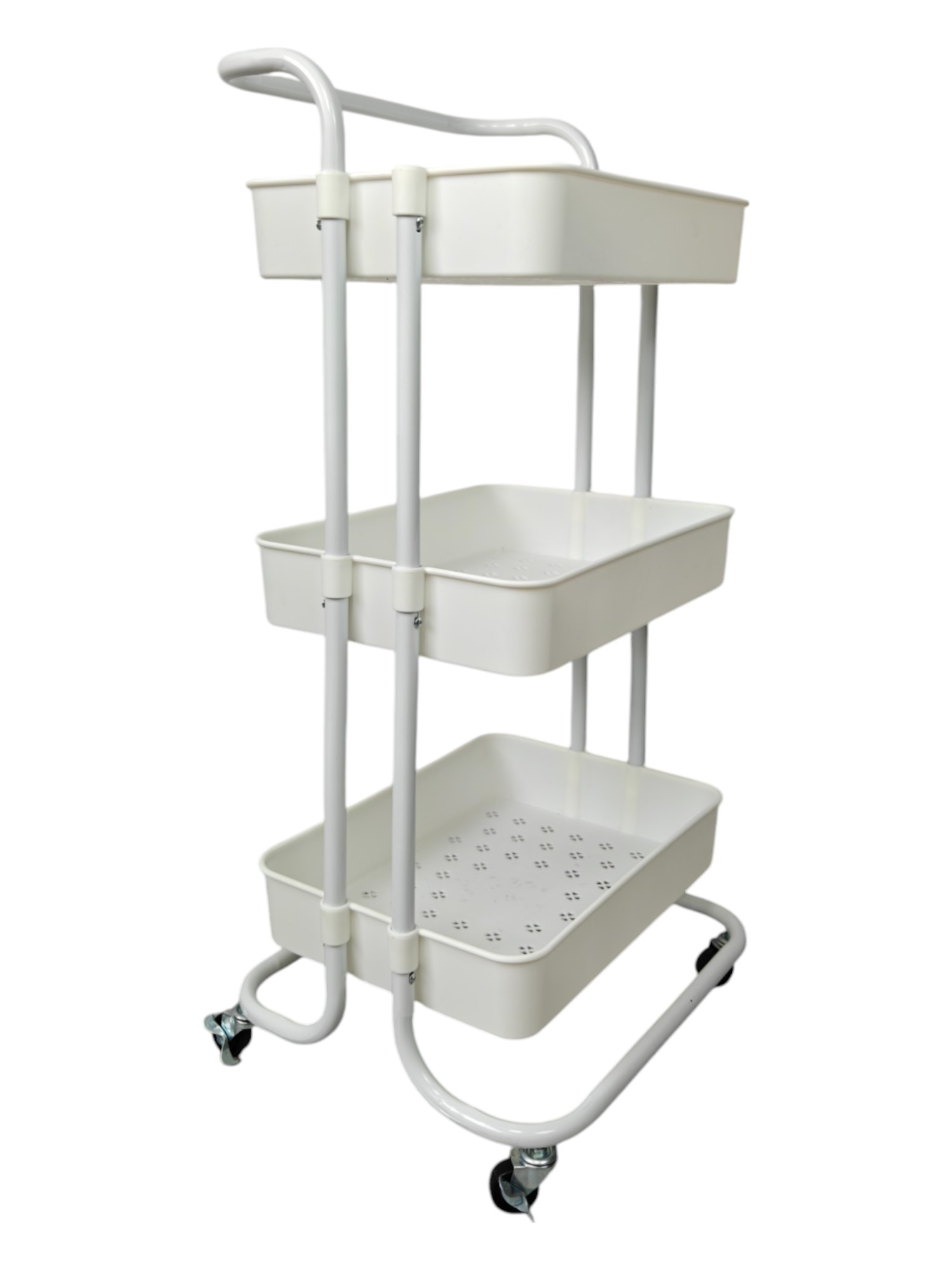 Lendo Online Kitchen Trolley 3 Layers White with Wheels