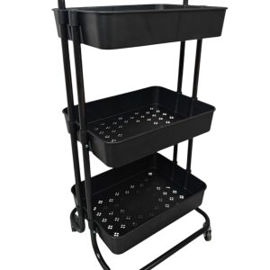Lendo Online Keukentrolley 3 Lagen Zwart met Wieltjes