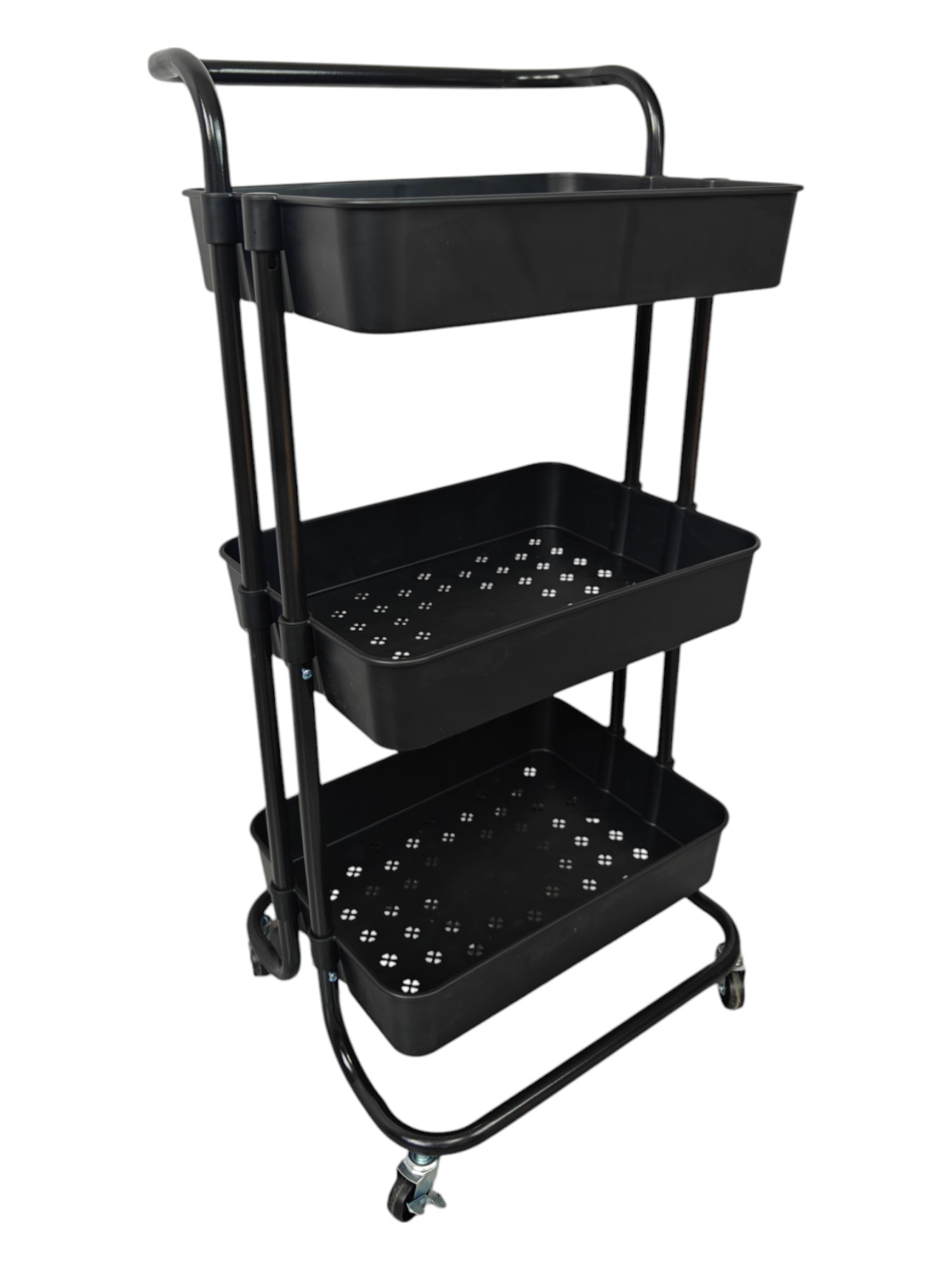 Lendo Online Kitchen Trolley 3 Layers Black with Wheels