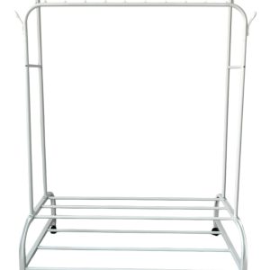 Lendo Online Kledingrek 110x55x165 cm Wit met Wieltjes