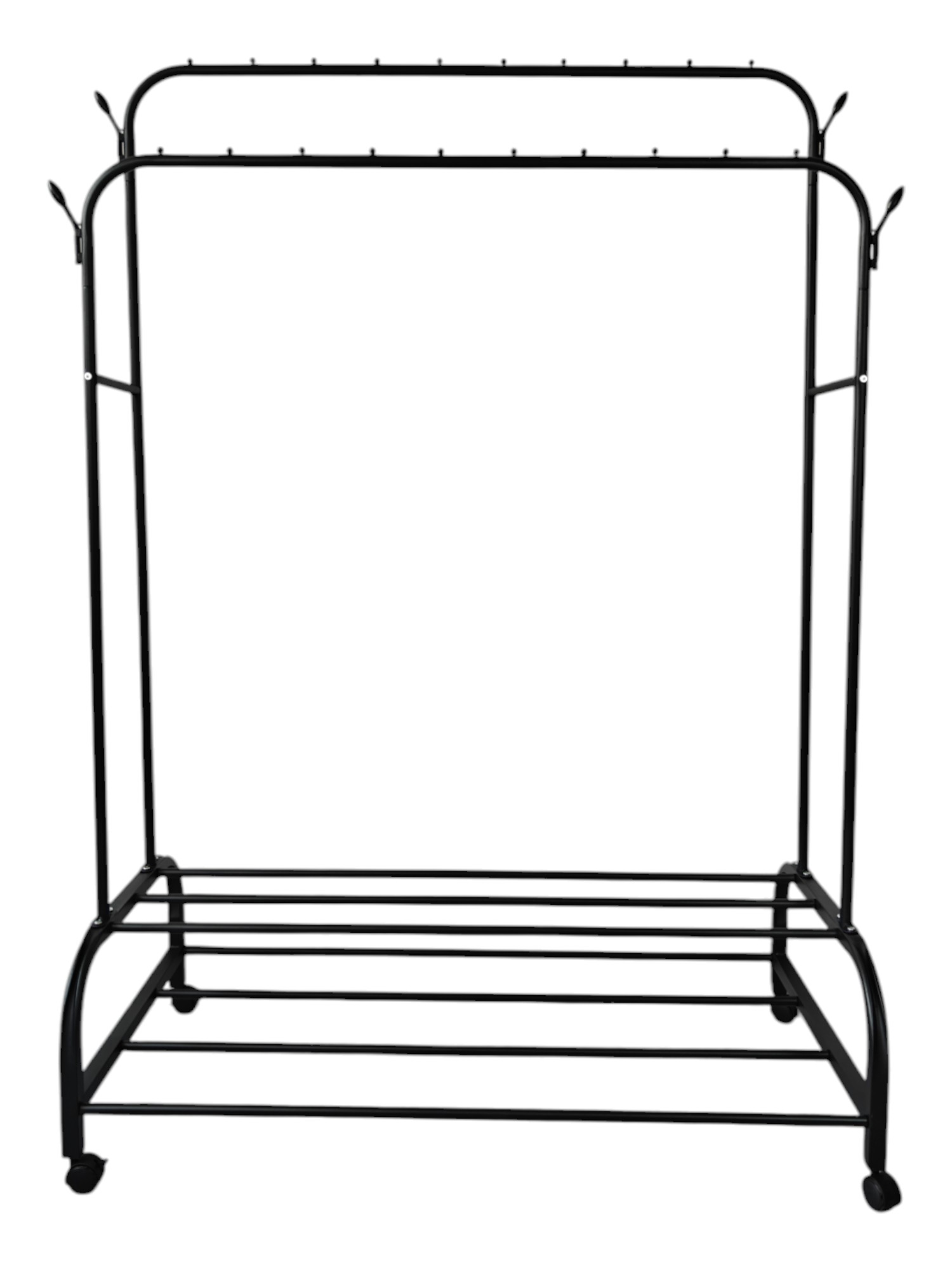 Lendo Online Kledingrek 110x55x165 cm Zwart met Wieltjes