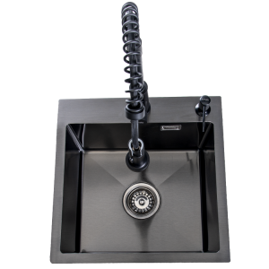 Lendo Online Spoelbak met Spuitkraan 44x44x20 cm RVS Zwart