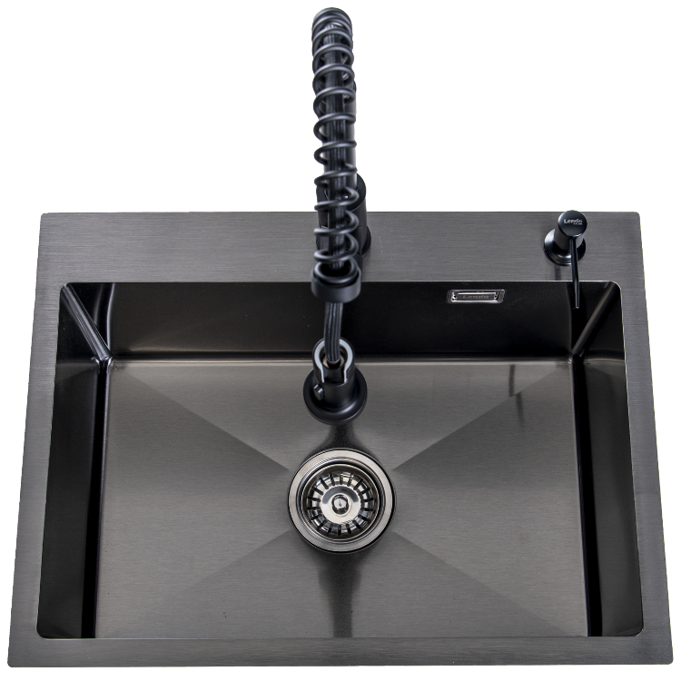Lendo Online Spoelbak met Spuitkraan 59x44x20 cm RVS Zwart