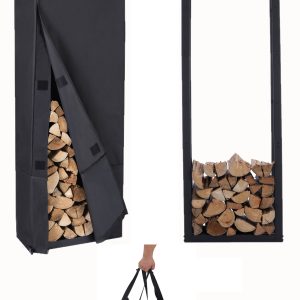 Lendo Online Brandhoutrek met Hoes 50x25x148 cm Zwart