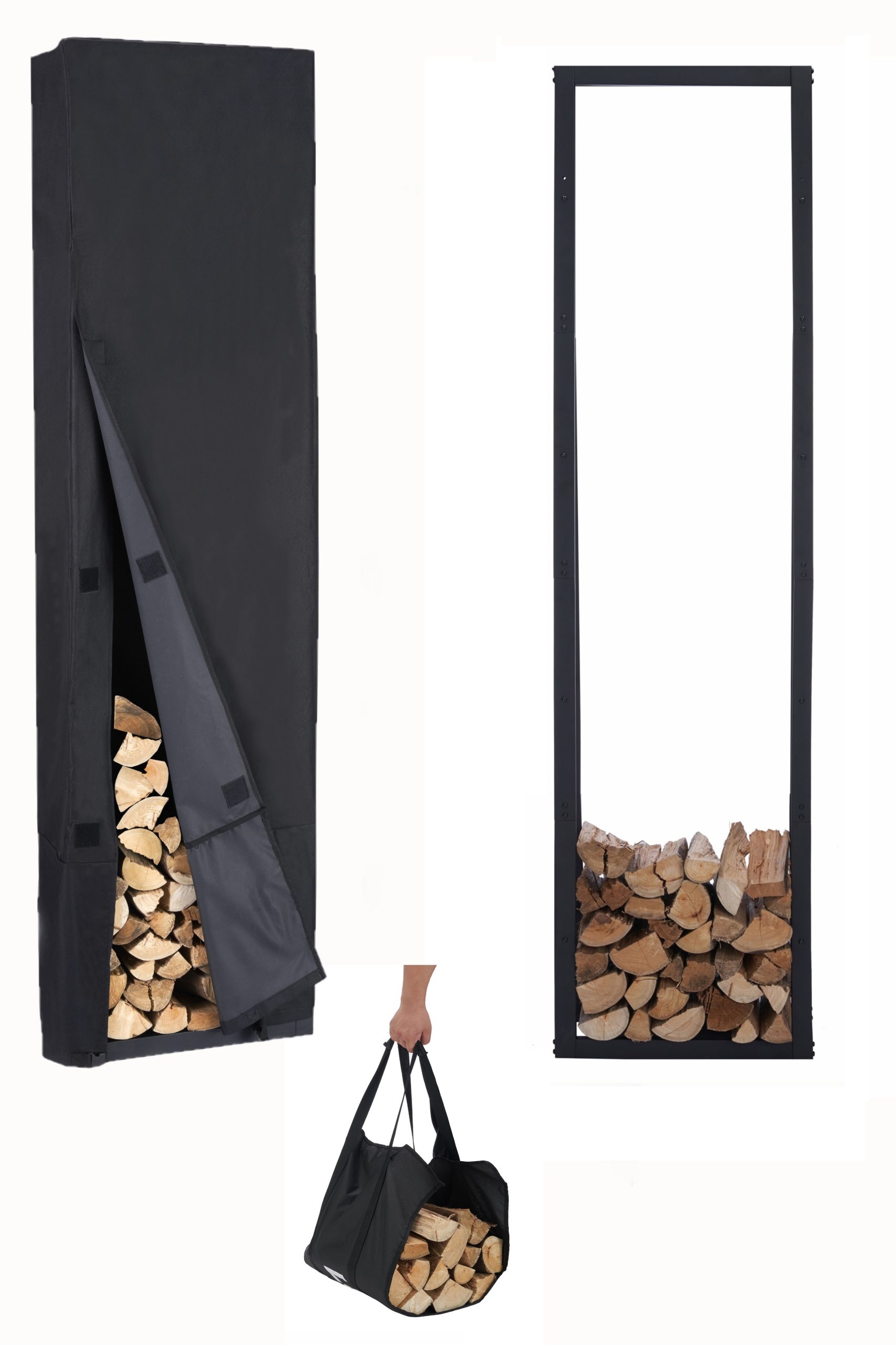 Lendo Online Brandhoutrek met Hoes 50x25x196 cm Zwart