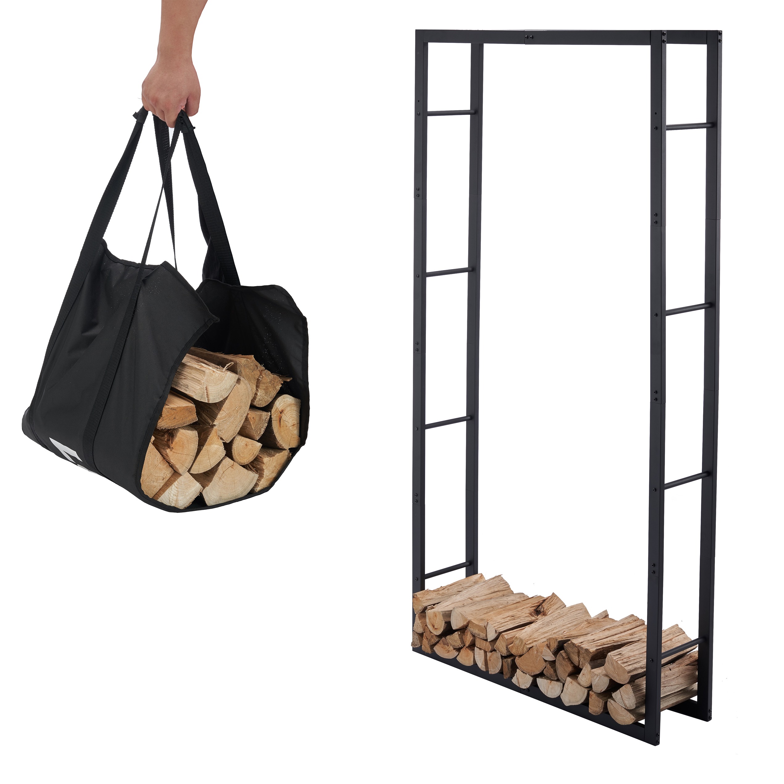 Lendo Online Brandhoutrek 100x25x196 cm Zwart Staal