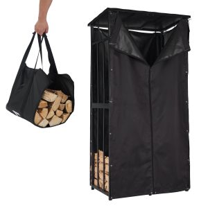 Lendo Online Brandhoutrek met Dak 90x60x180 cm Zwart