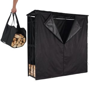 Lendo Online Brandhoutrek met Dak 180x60x180 cm Zwart