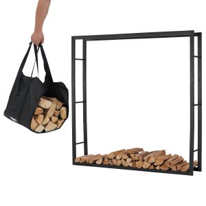 Lendo Online Brandhoutrek 148×25×148 cm Zwart Staal